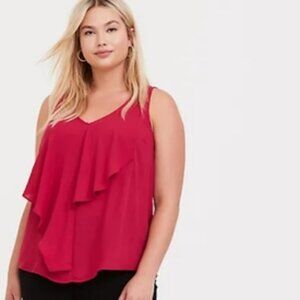 Torrid Red Georgette Flounce Tank - SZ 00 / 10